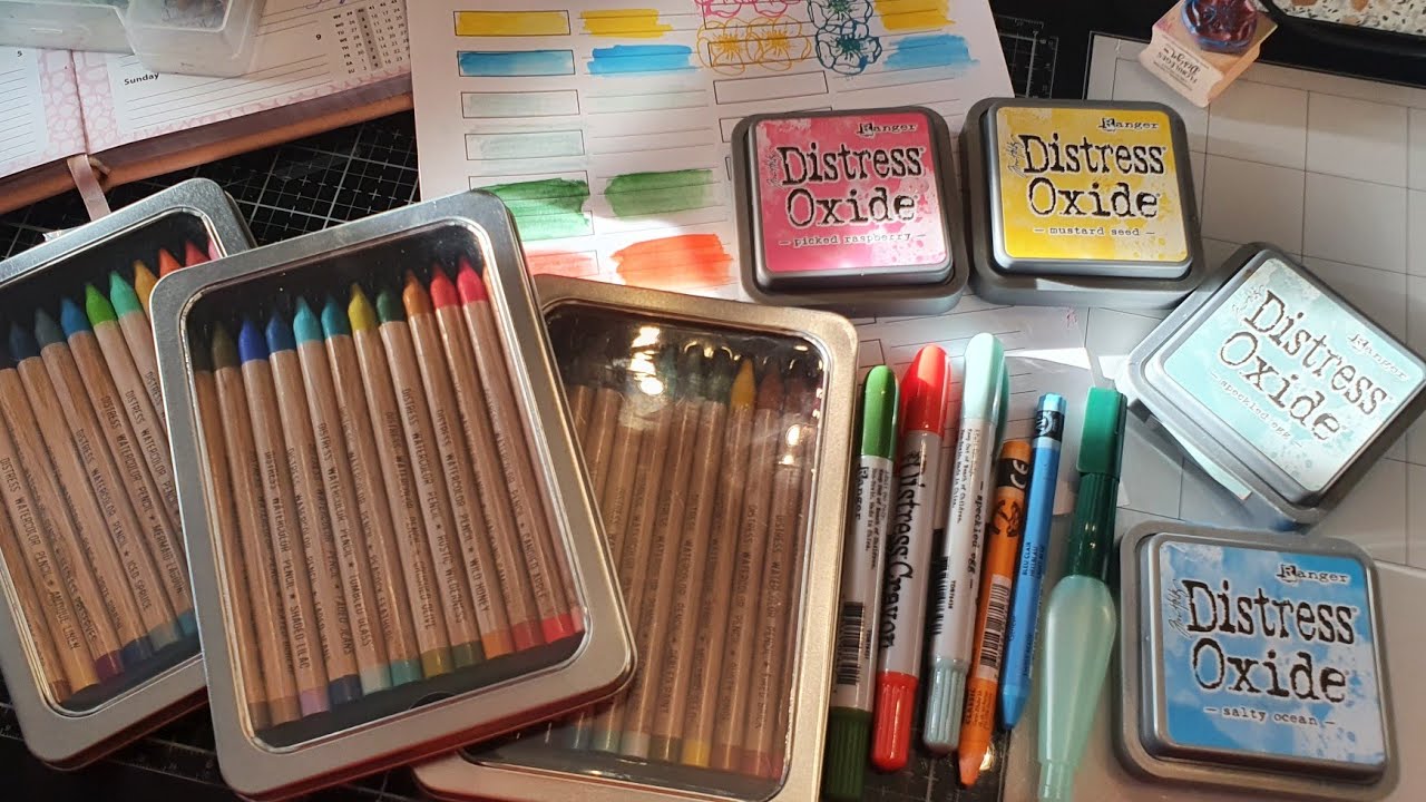 Test comparatif : #distresspencils / #neocolor2 / distress crayon #timholtz