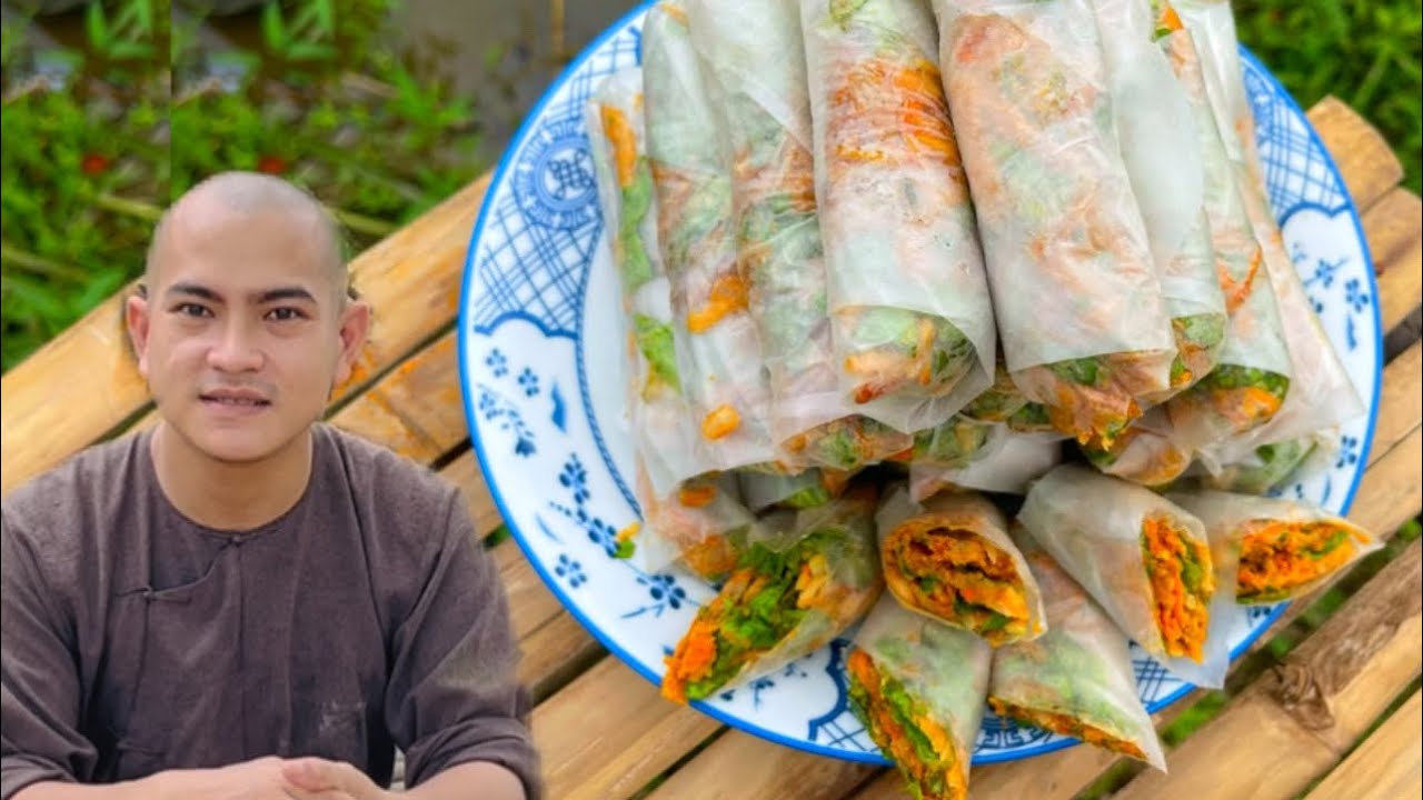 Thầy Lâm Gợi Ý BÌ CUỐN CHAY Từ Rau Củ Không Khô Không Dính Nguyên Liệu Đơn Giản | Bếp Chay Thầy Lâm