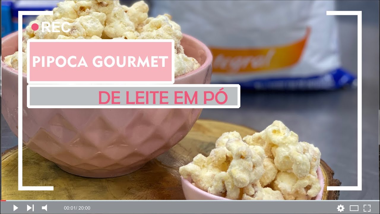 Pipoca gourmet de leite em pó