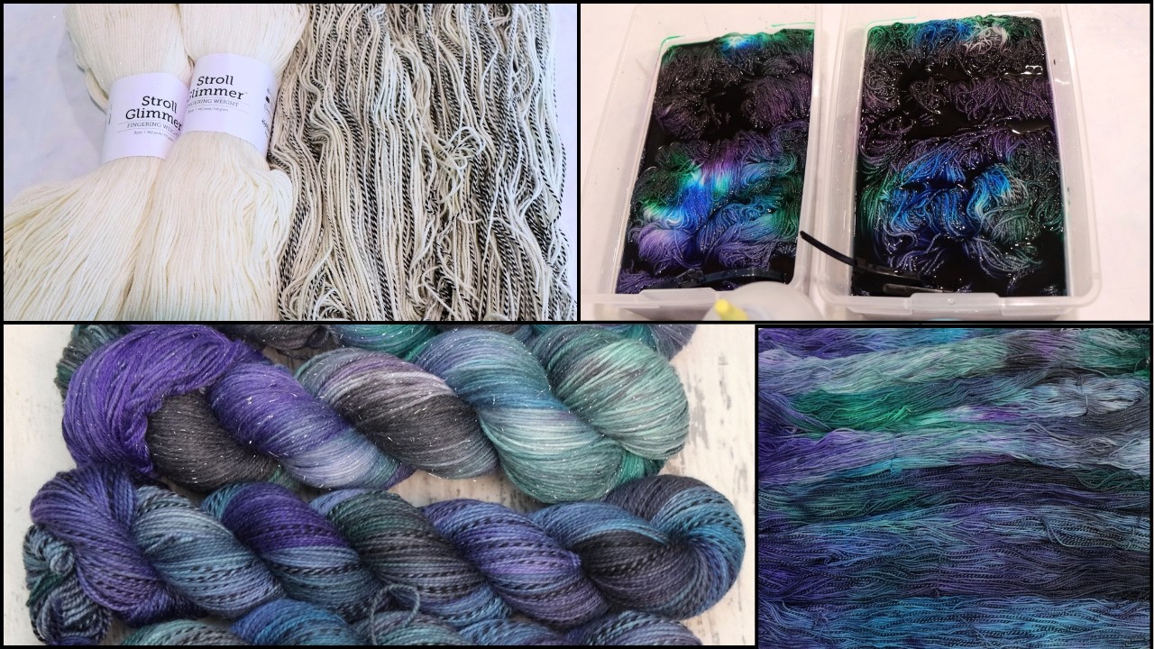 Dyeing Sparkle & Zebra Yarns in a Shoebox; A Comparison  Just for fun! (Dyepot Weekly 629)
