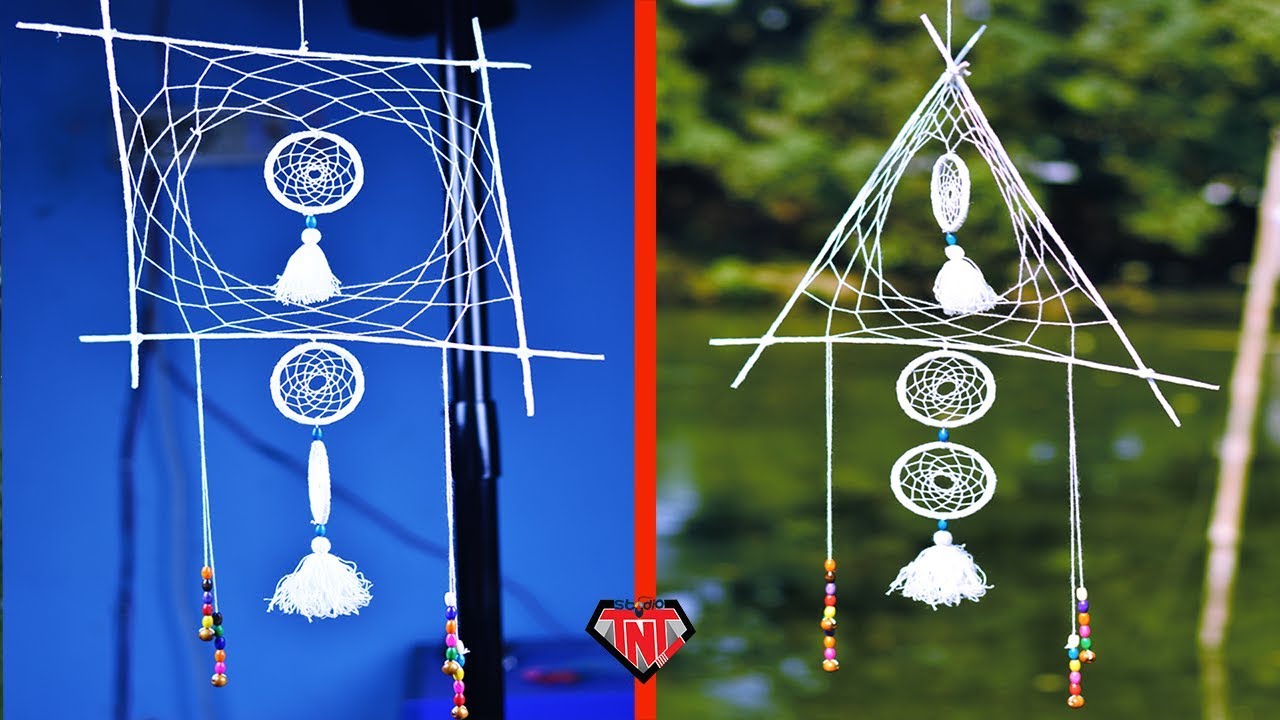 DIY Square Dream Catcher Tutorial || Easy To Make Dreamcatcher Using Beads And Woolen