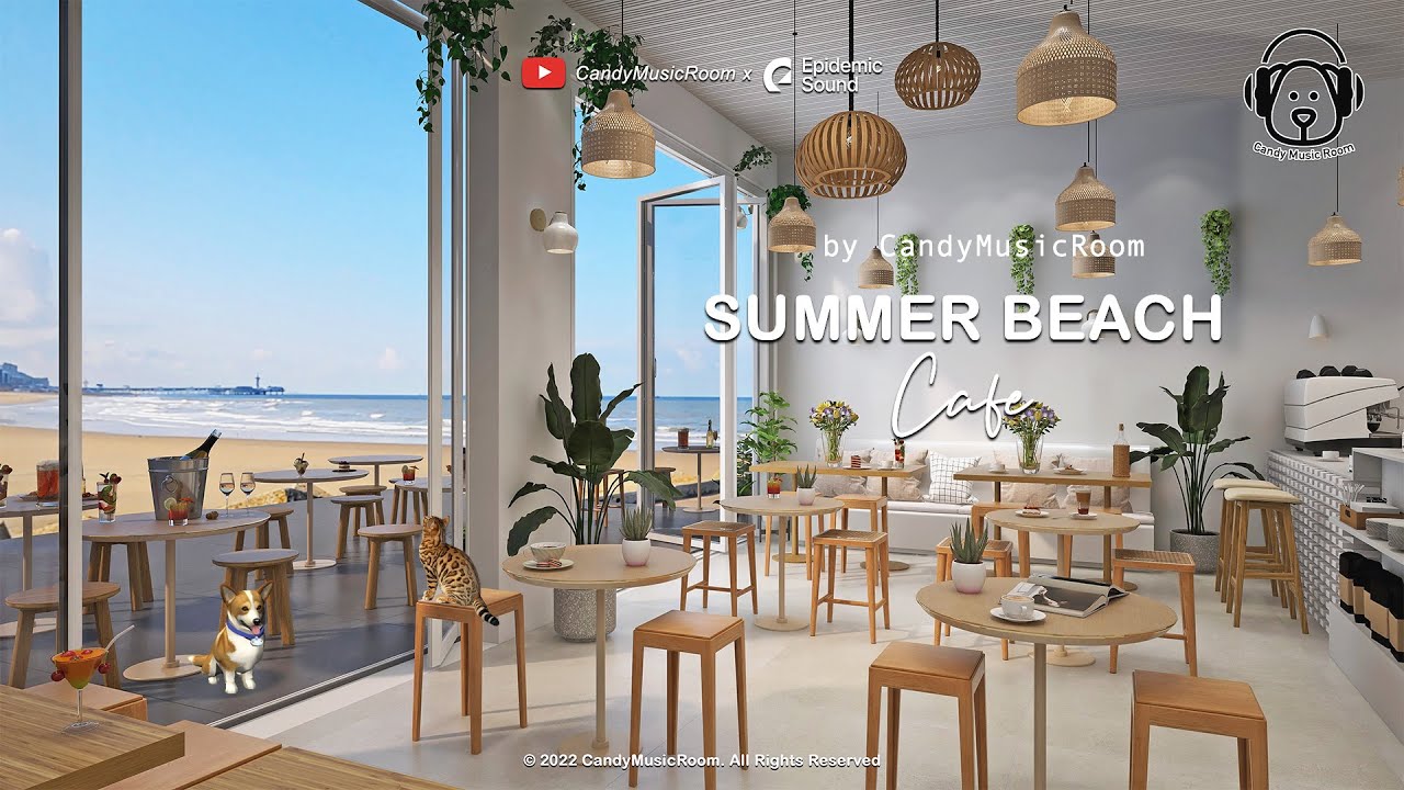 Summer Seaside Cafe ASMR & Chilling Bossa Nova Music - Ocean Wave Sound, Outdoor Coffee Shop ASMR