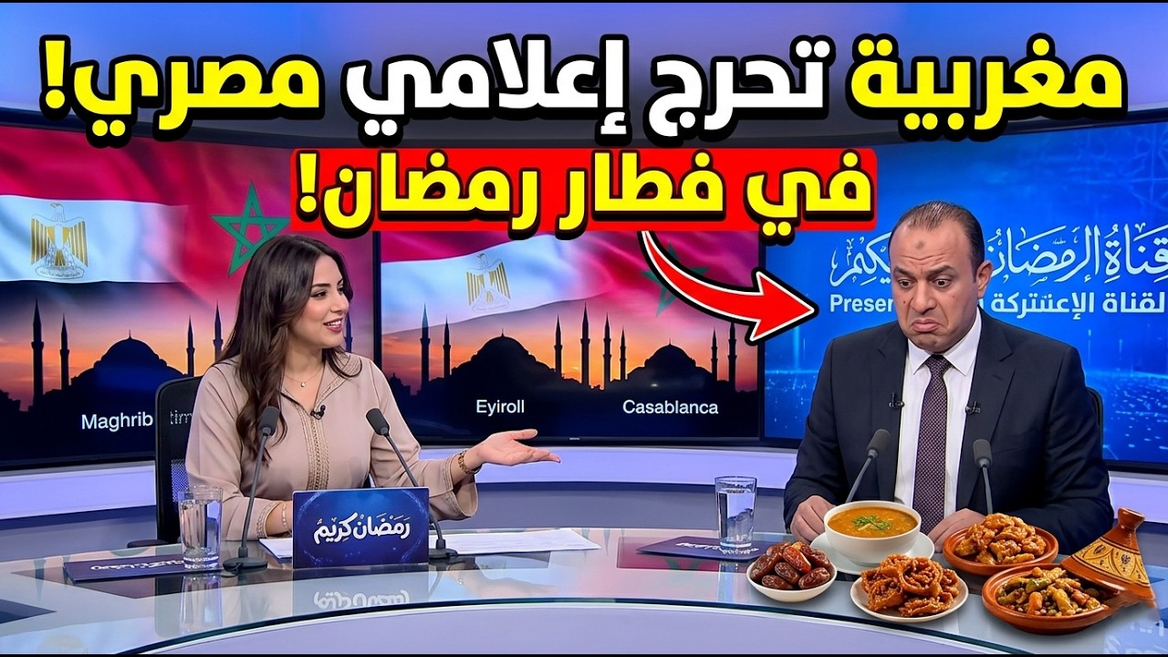 على قناة مصرية مغربية تصدم اعلامي مصري بفطار رمضان المغربي وتحرجه على المباشر