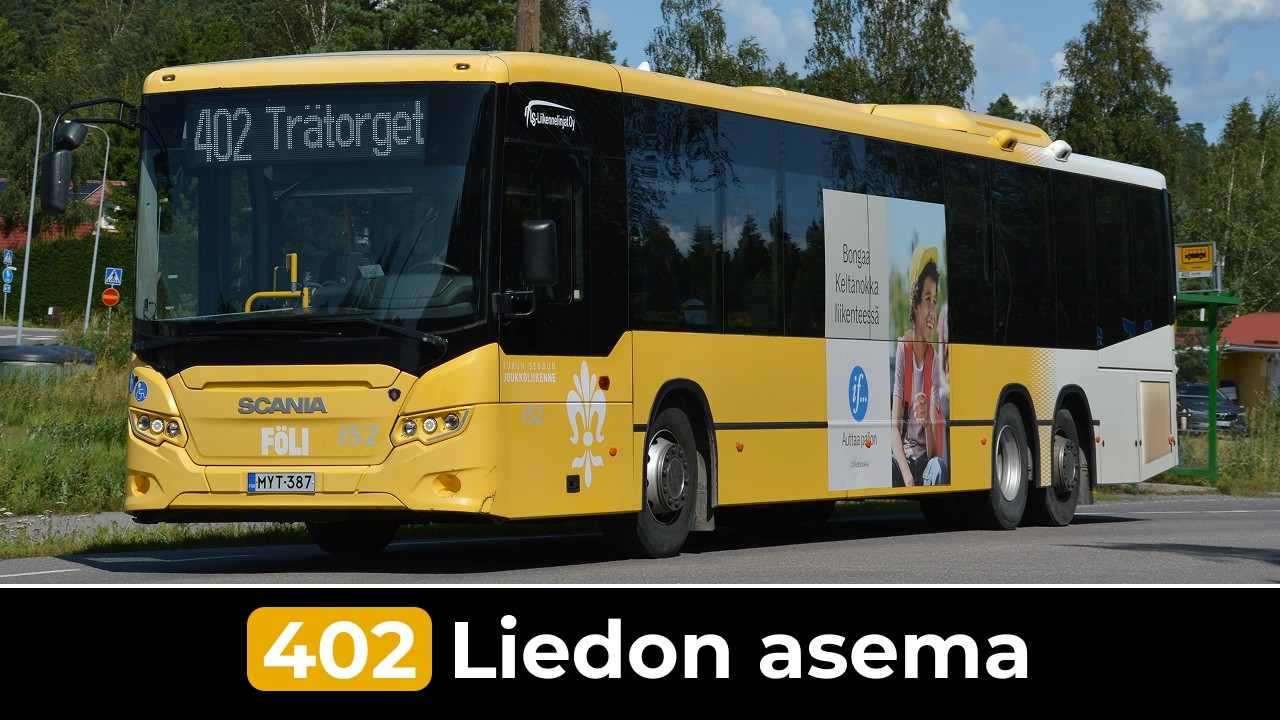 Turku Föli Linja 402: Turku, Puutori - Liedon asema (Nopeutettu) | Nyholm 2048