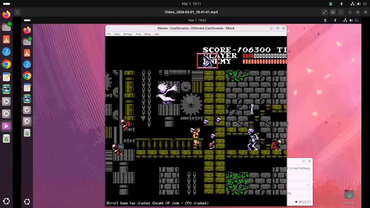 Castlevania Ultimate Castlevania NES hack was about the beat the game but it crashed