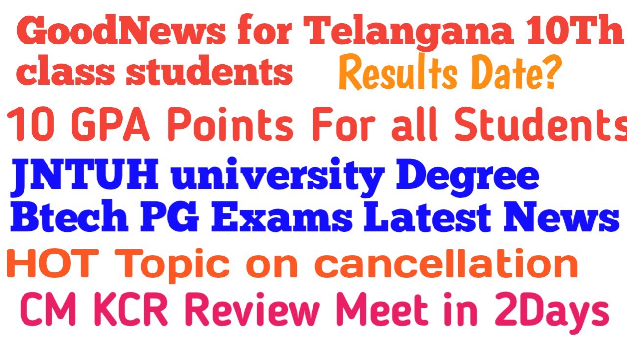 Telangana ssc Results Date 2020 | ts ssc | JNTUH latest news | Btech exams | Degree Exams | PG Exams