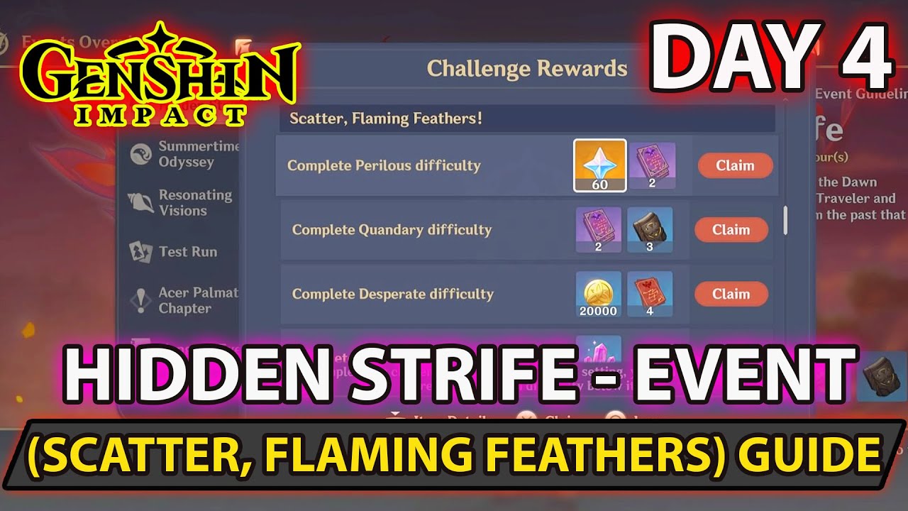 Genshin Impact - Event (Hidden Strife) Challenge 4 (Scatter, Flaming Feathers) Day 4 Guide