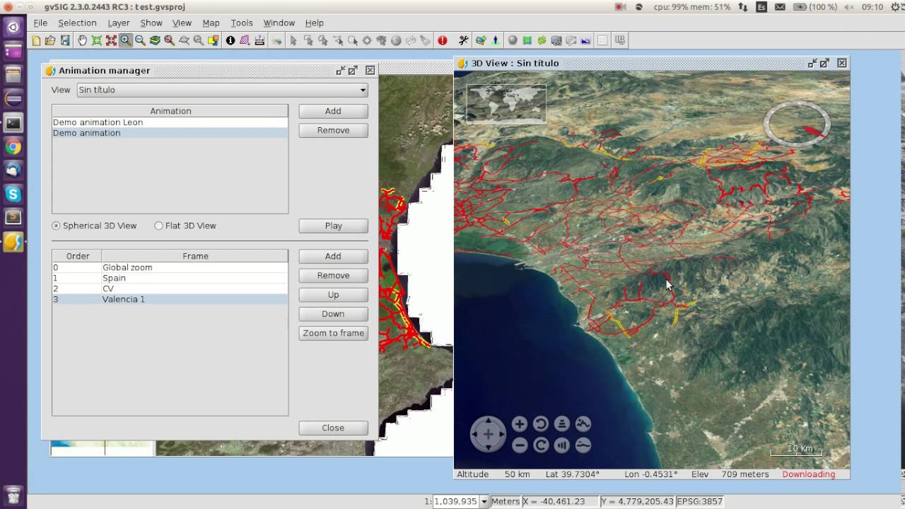 gvSIG Desktop. 3D View: Animation