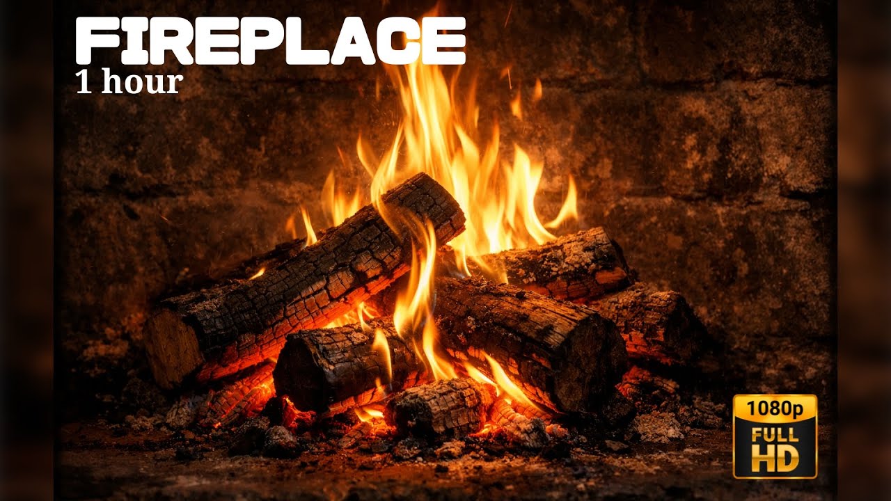 1 HOUR FIREPLACE VIDEO 🔥 COZY FIRE • RELAXING AMBIENT SOUNDS 1080p