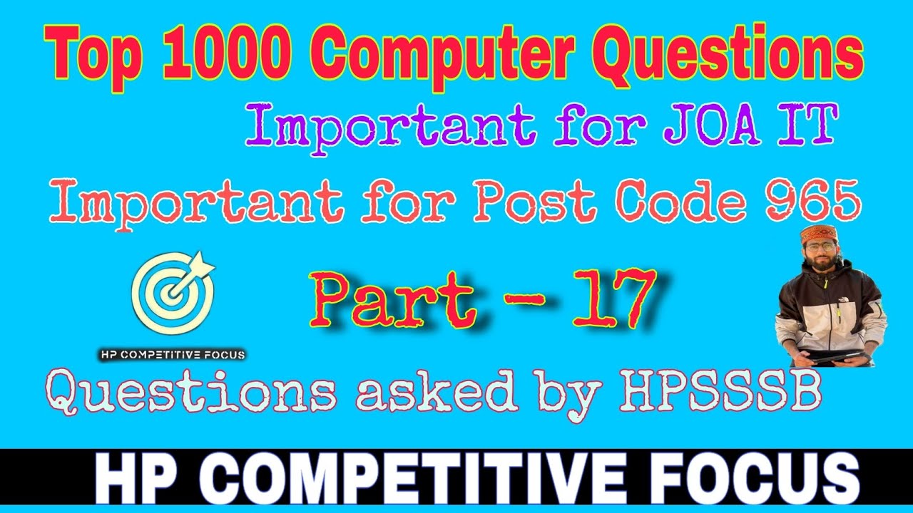 Computer for JOA IT 965 || Part 17 || Important MCQ #hpssc #hpjoait #965 #joait