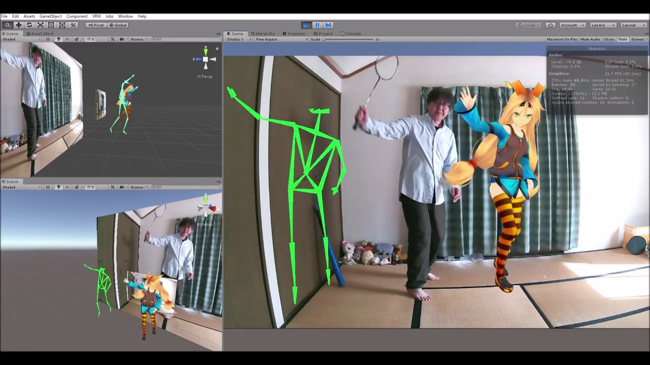 Only web Cam. Real time motion capture. - 3D pose estimation