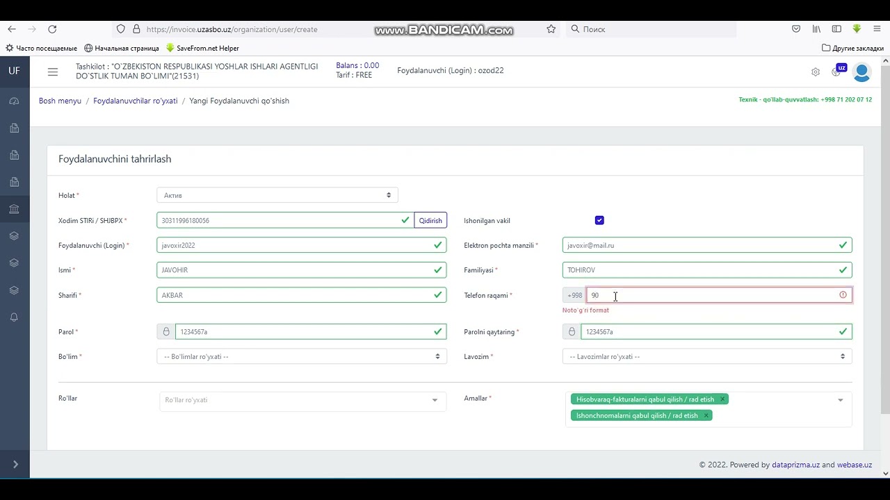 Ishonilgan vakilni ro'yxatdan o'tkazish tartibi