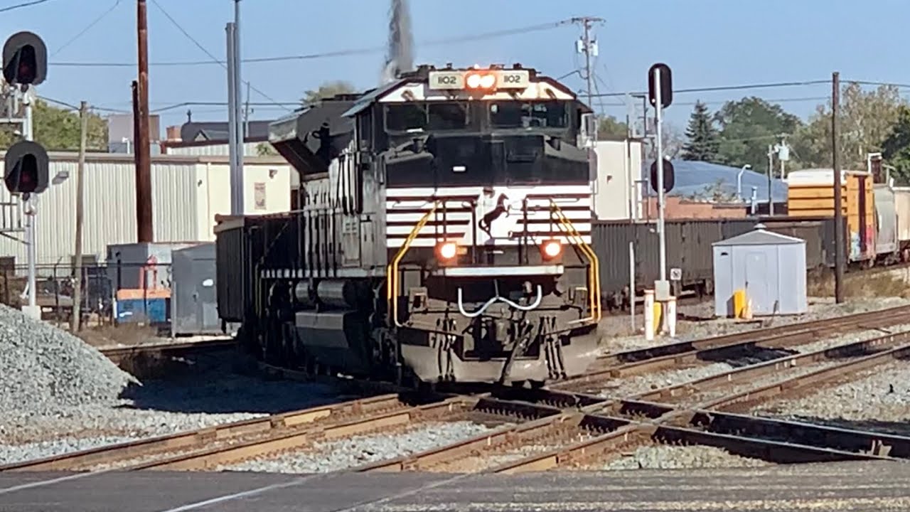RR Diamonds & Trains With DPUs In Muncie Indiana!  Train Coming Straight At Me, RR Crossing Diamonds