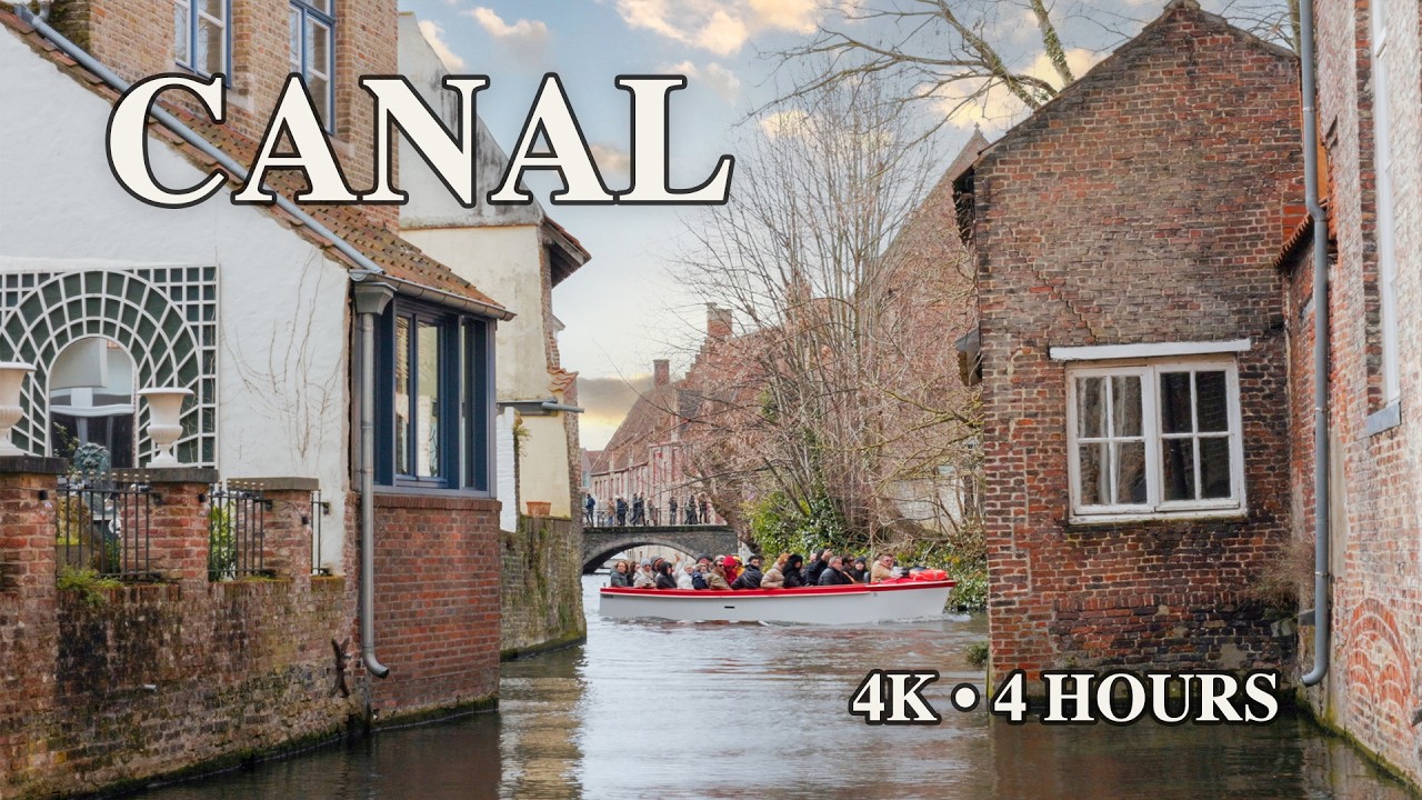 4 Hours Hidden Canal in Bruges | Mariabrug View & Peaceful City Sounds | Sleep, Relax, Focus