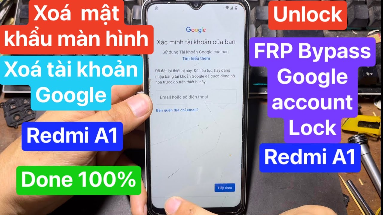 Xoá tài khoản google redmi A1 Frp Unlock/Bypass Google account Lock androi 12 MIUI 13