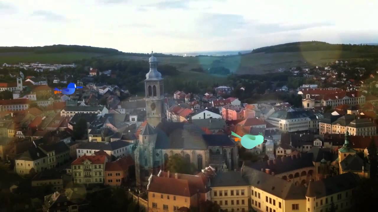 KUTNÁ HORA MĚSTO DVOU KATEDRÁL z ptačí perspektivy