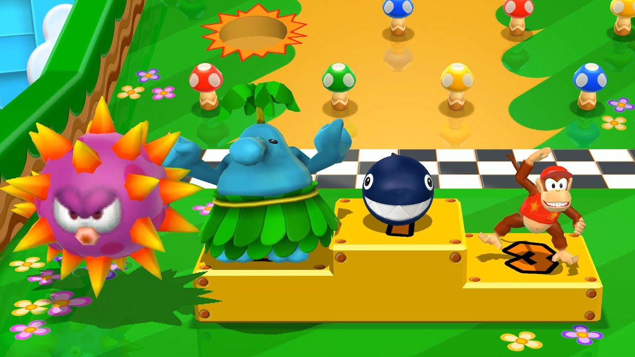 Mario Party 9 Mod - Pianta Vs Thorny Fish Vs Diddy Kong Vs Chain Chomp #Marioparty9Mod