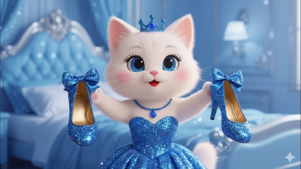 Cute Kitten’s First Makeup & Blue Dress Transformation | Full AI Cat Story | Meow Fashion Show 🐱💙