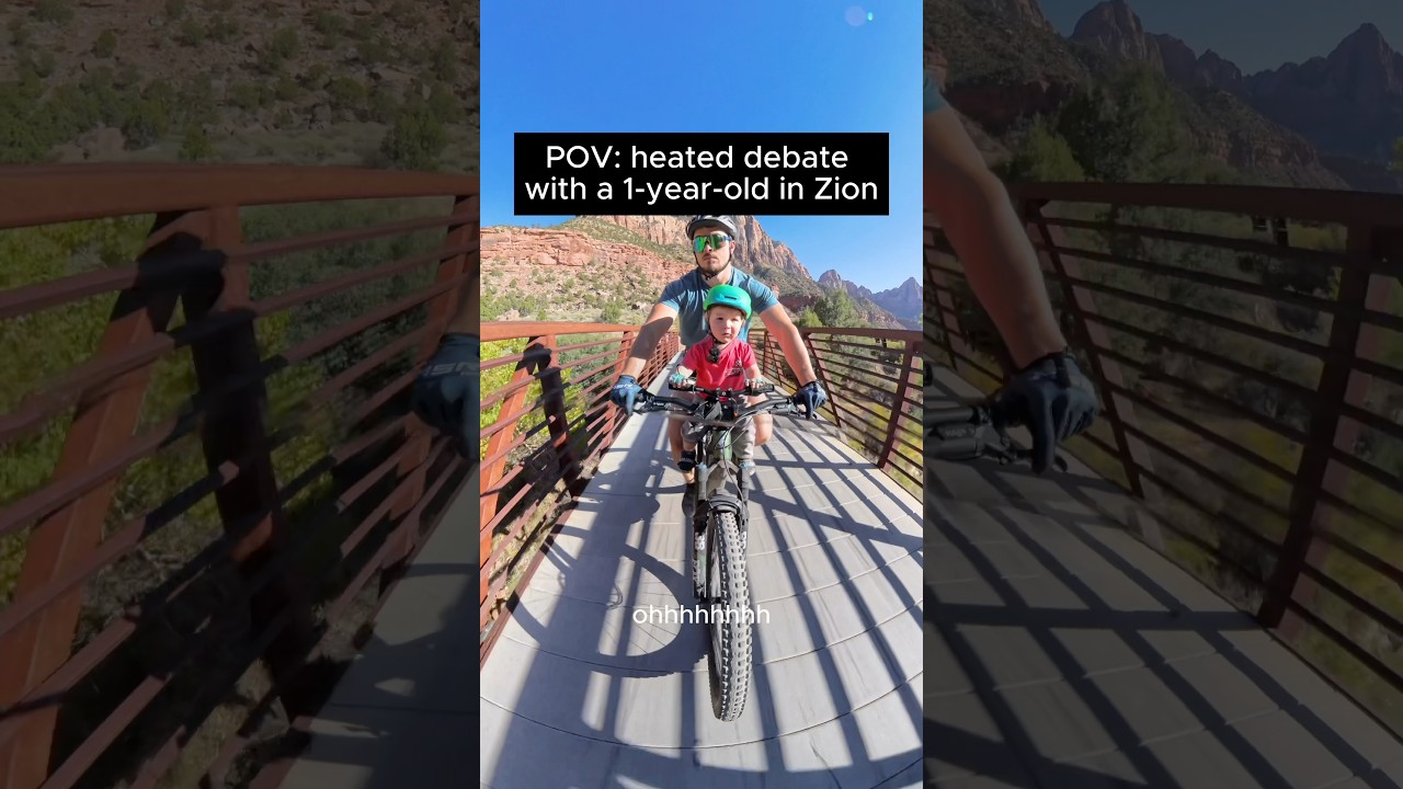 POV: heated debate with a 1-year-old in Zion #biking #mtb #mountainbiking #utah #babyadventures