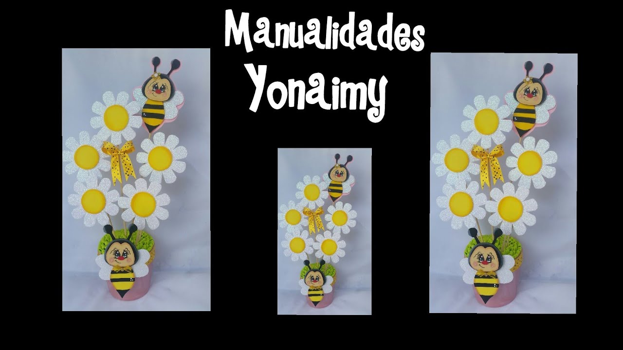ARREGLO DE FLORES CON ABEJITAS PARA REGALAR A MAMA O A ALGUIEN ESPECIAL