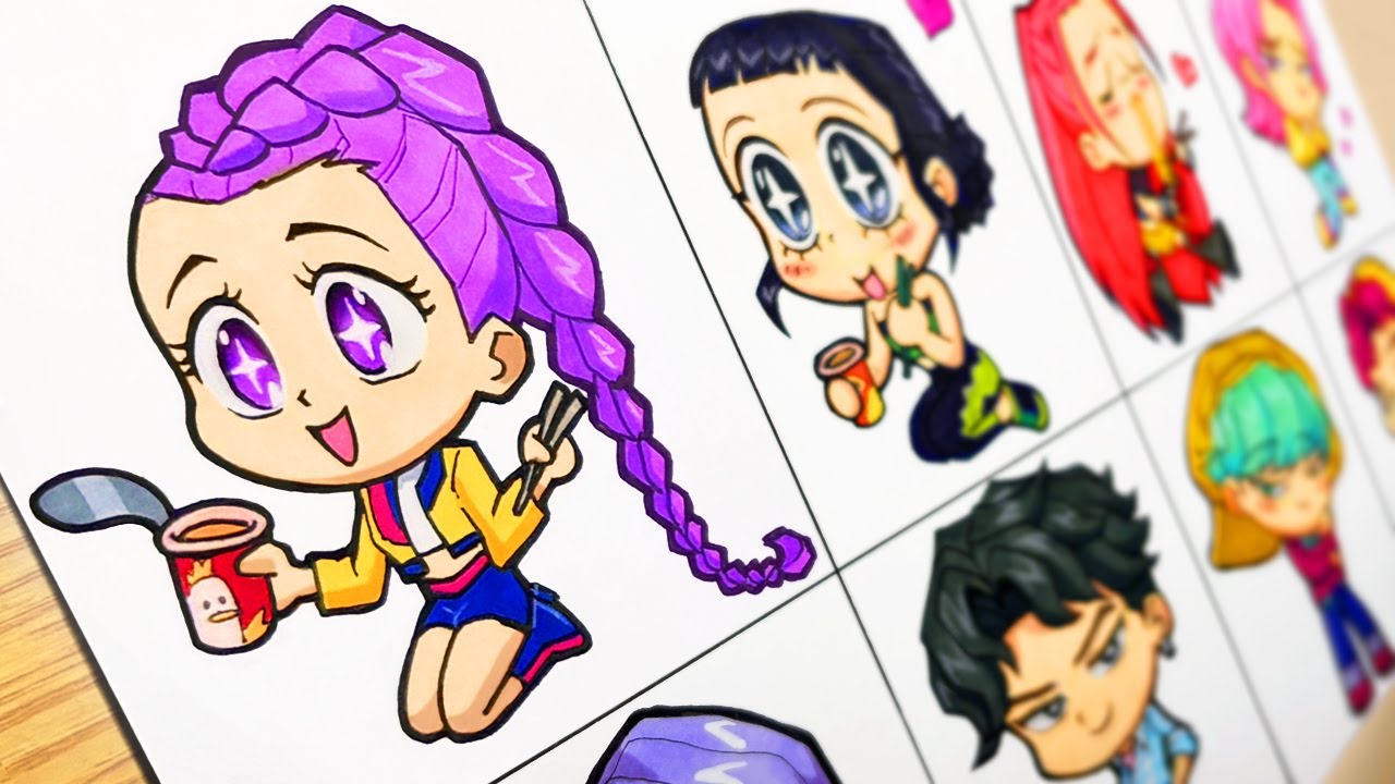 Drawing All K-Pop Demon Hunters Characters in Chibi Style (Ending Credits) #05