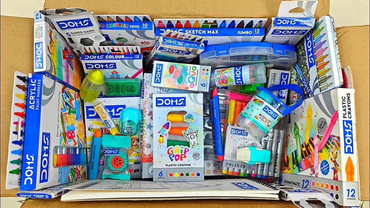 DOMS Stationery - doms colour, doms pencil, doms eraser, molding clay, magic pen, drawing, crayons