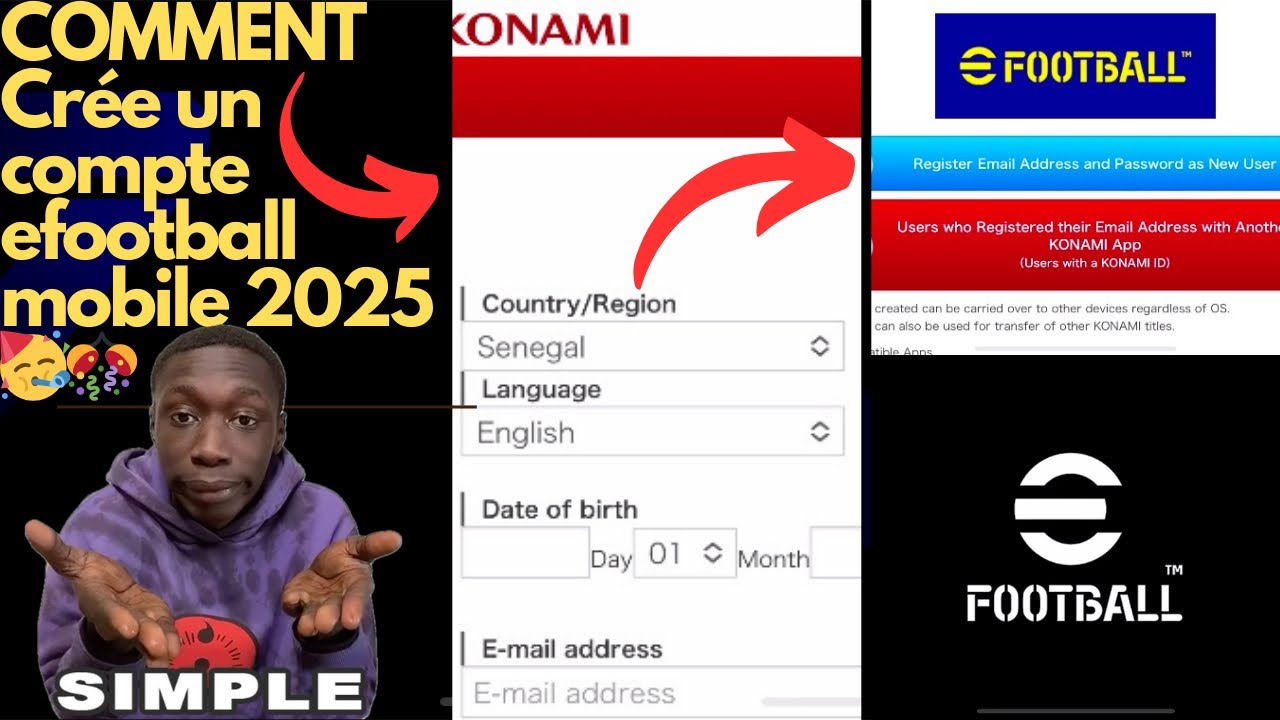 COMMENT CRÉER UN COMPTE SUR EFOOTBALL MOBILE 🥳🎊😱