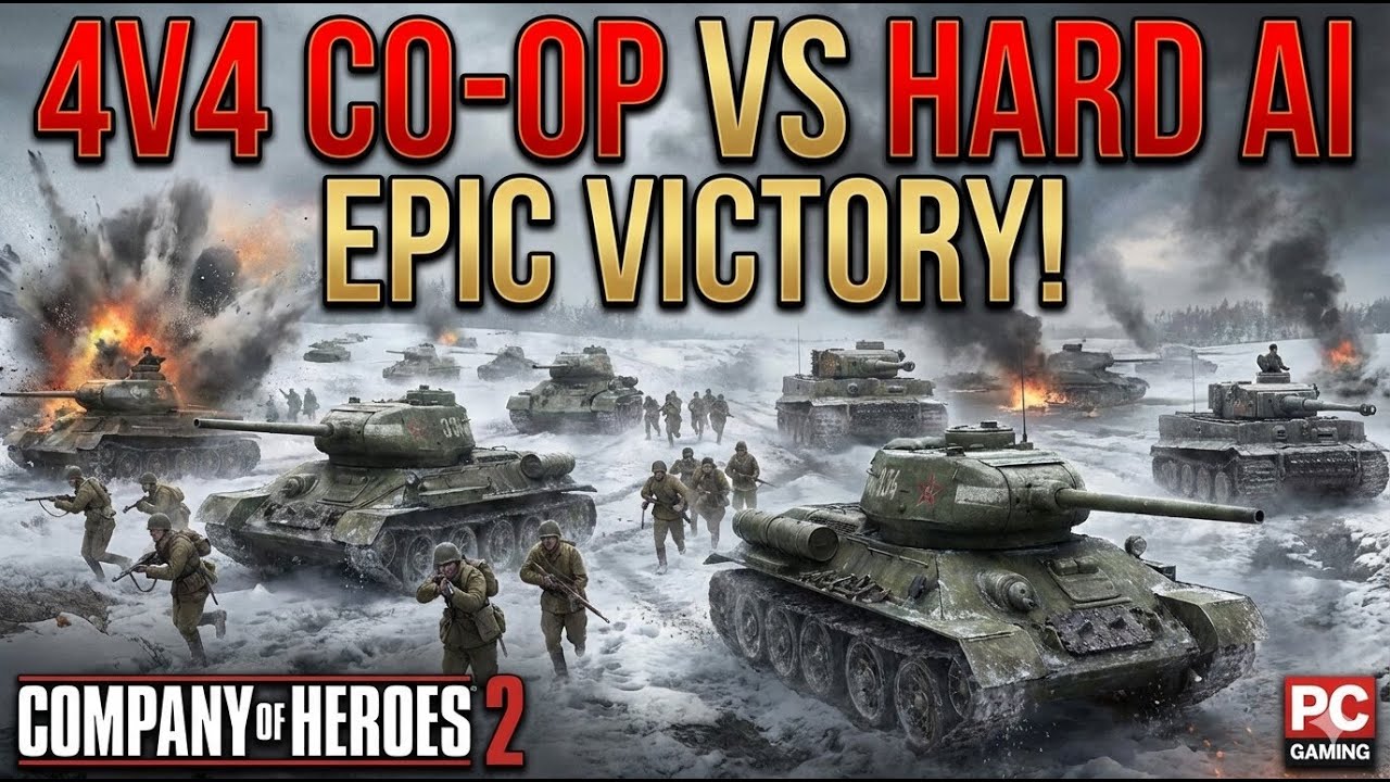 COH2 - 4v4 Against Hard AI and We WON! PC Gameplay