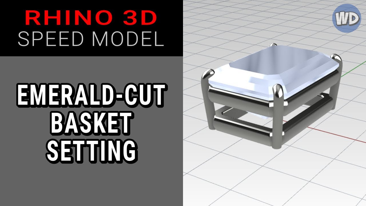 Rhino 3D | Jewelry CAD Design | Speed Model | Emerald-Cut Basket Setting
