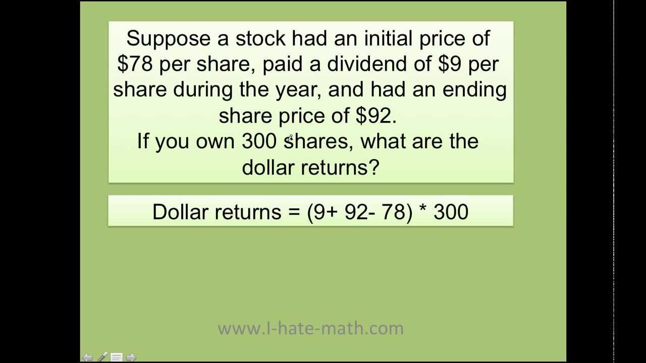 How to find Dollar return (Stock Problems )