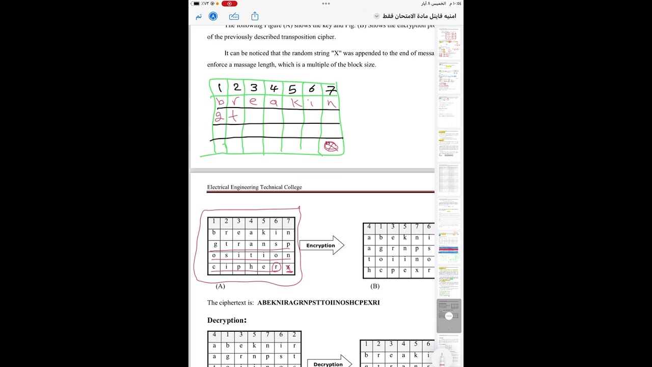 مادة الأمنية Security ( Transposition Techniques )