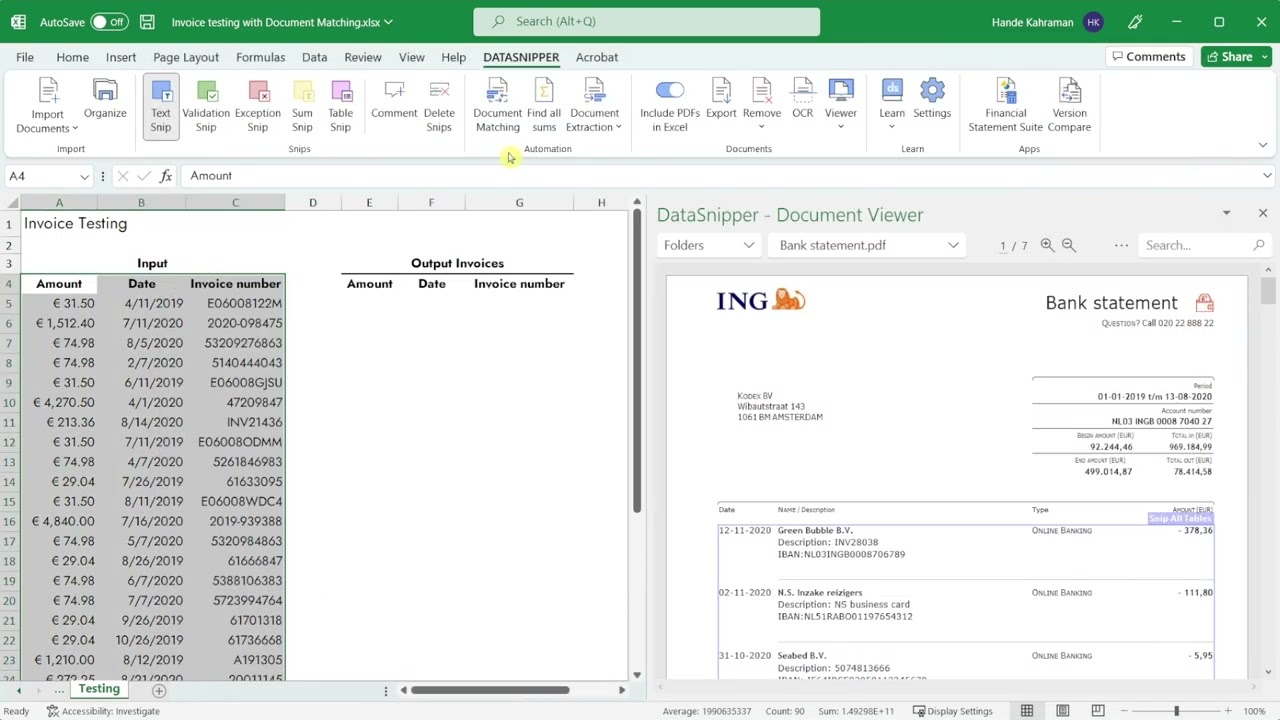 DataSnipper version 5.0 - Multi way match with Document Matching