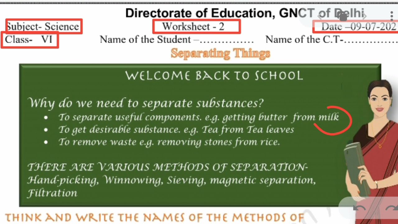 science worksheet 2 class 6