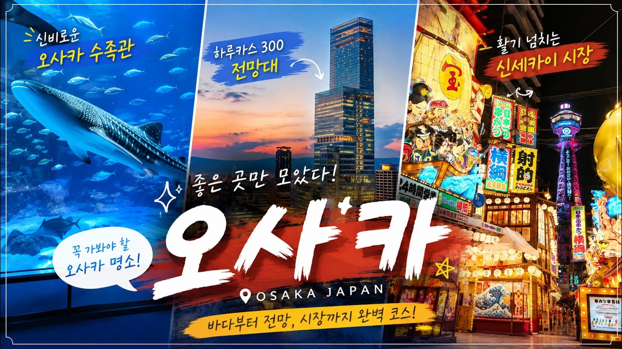 Osaka Dotonbori Aquarium Haruka 300 Shinsekai  오사카 도톤보리 카이유칸 하루카 300 신세카이 시장