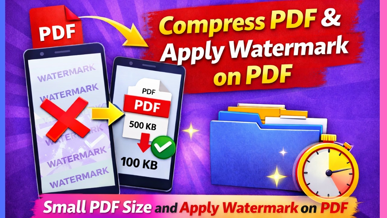 Make PDF Smaller & Add Watermark on Mobile | iLovePDF 2026