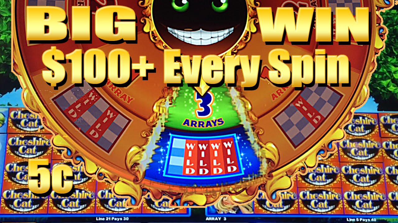 !BIG WIN! CHESHIRE CAT SLOT MACHINE BONUS WILD REELS FREE SPINS