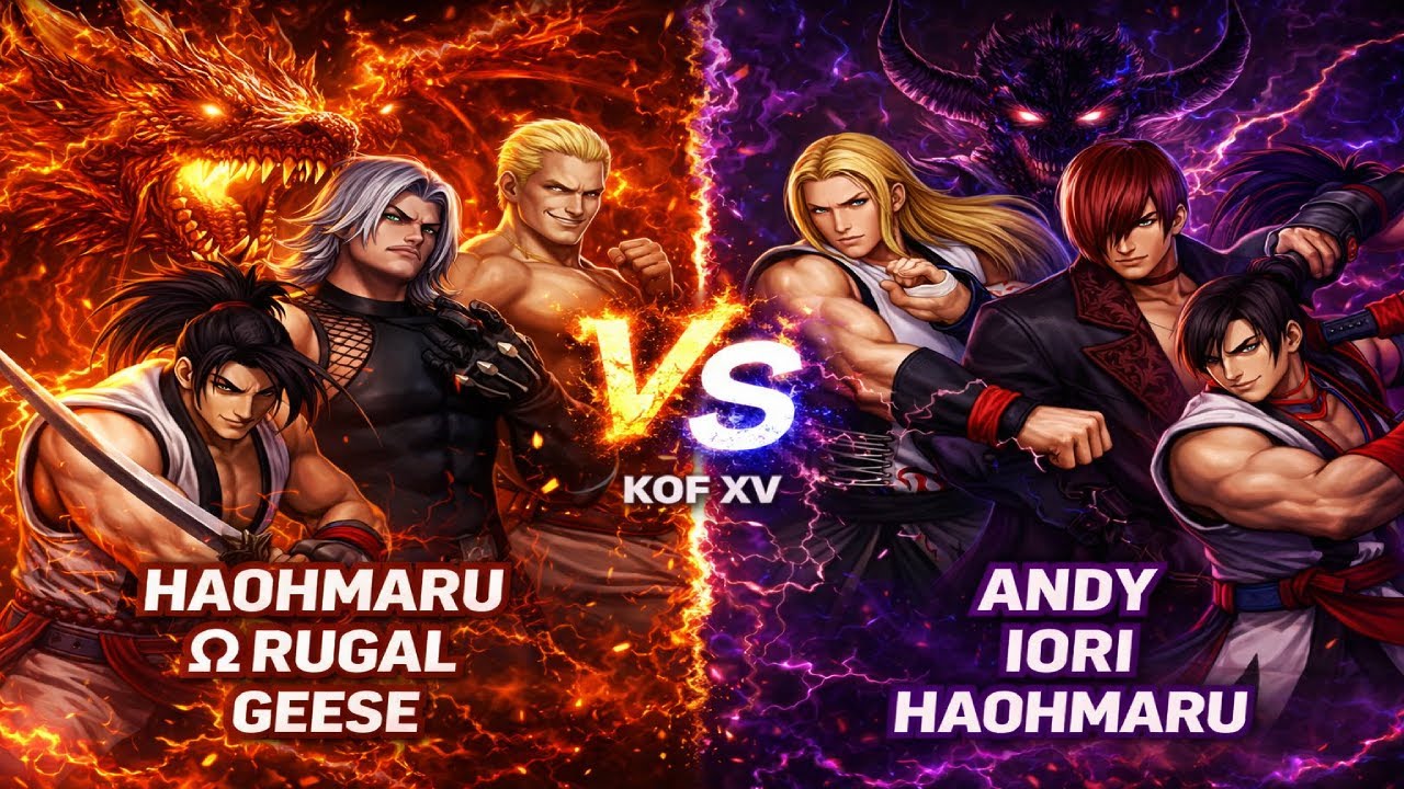 Haohmaru, Omega Rugal, Geese vs Andy, Iori, Haohmaru | KOF XV Epic Match