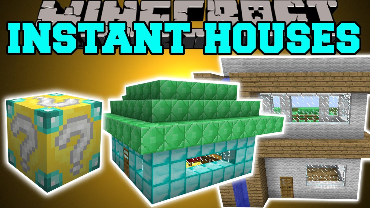 Minecraft: INSTANT HOUSE MOD (CUSTOM HOUSES, TREE HOUSE, LIBRARY & MORE!) Mod Showcase