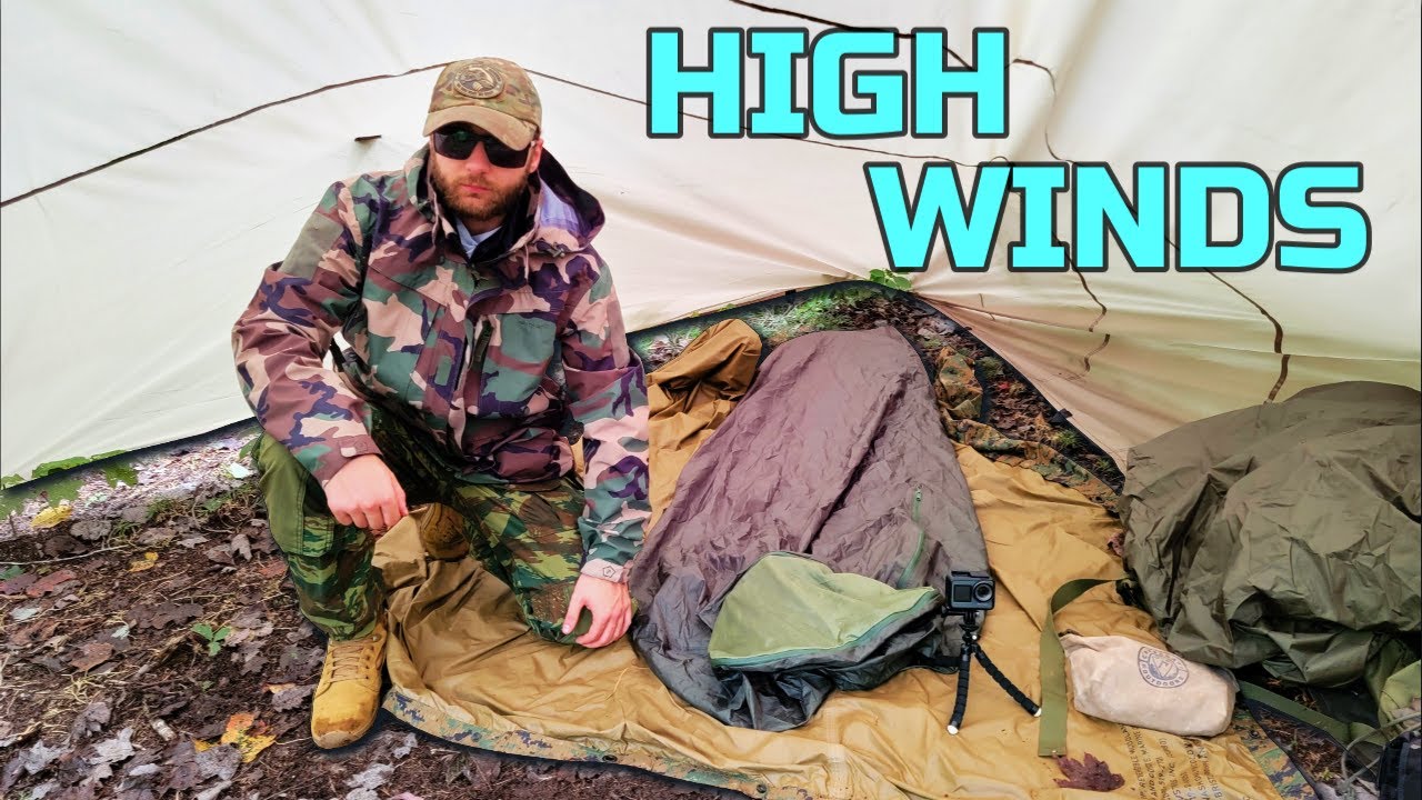 *High Winds* Bivy Bag Camp Under A Large Tarp Plow Point Shelter