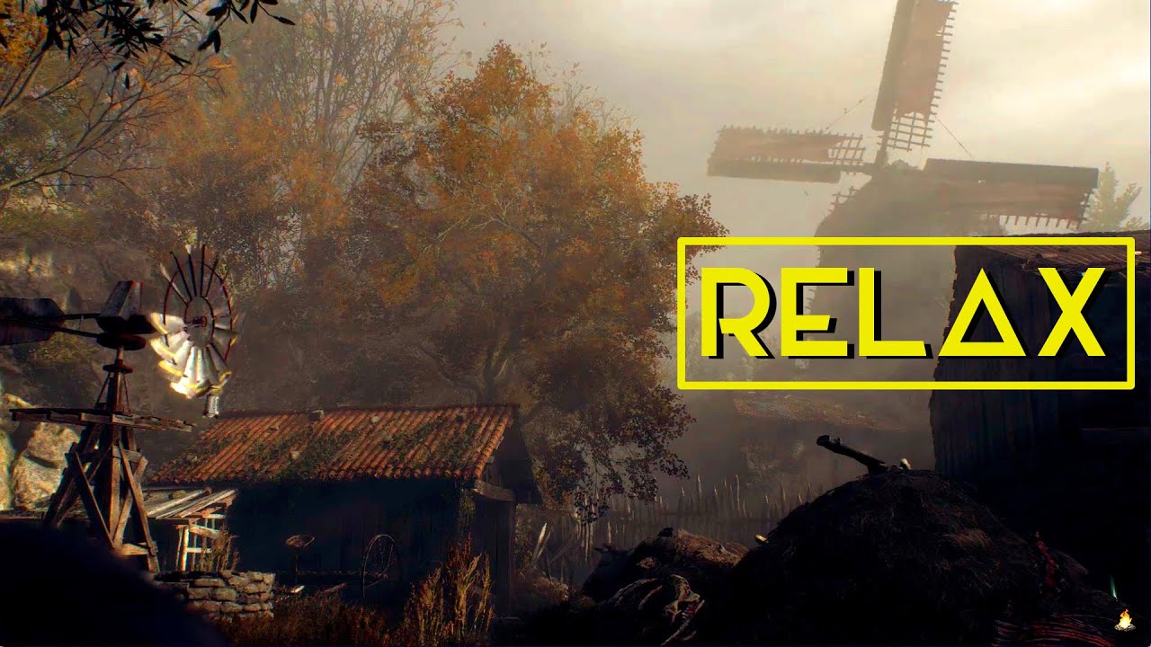 Resident Evil 4 Remake Relax Ambient Game / View of an abandoned mill from the village