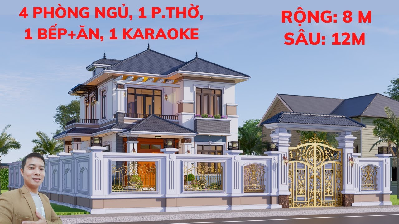 Mẫu nhà mái nhật 2 tầng đẹp 4 phòng ngủ mặt tiền 8m sâu 12m năm  2023 | Nhà Đẹp Bách Hợp