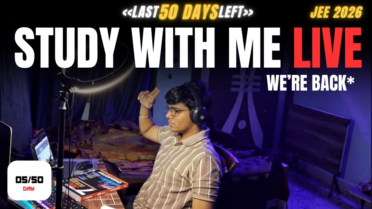 ⚡ Study With ADARSH for 16 HOURS 🔴 | 50 Days Challenge | JEE 2026 | NEET 2026