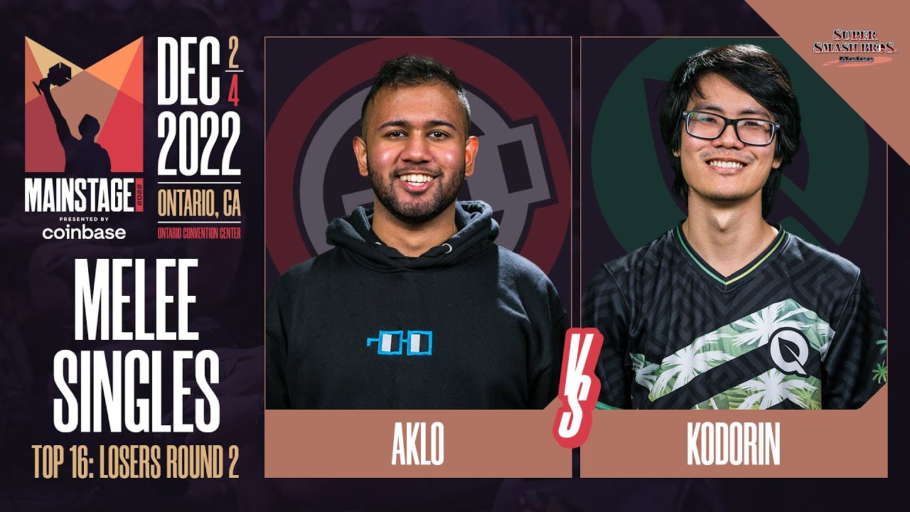 Aklo (Fox) vs KoDoRiN (Marth) - Melee Top 16 Losers Round 2  - Mainstage 2022