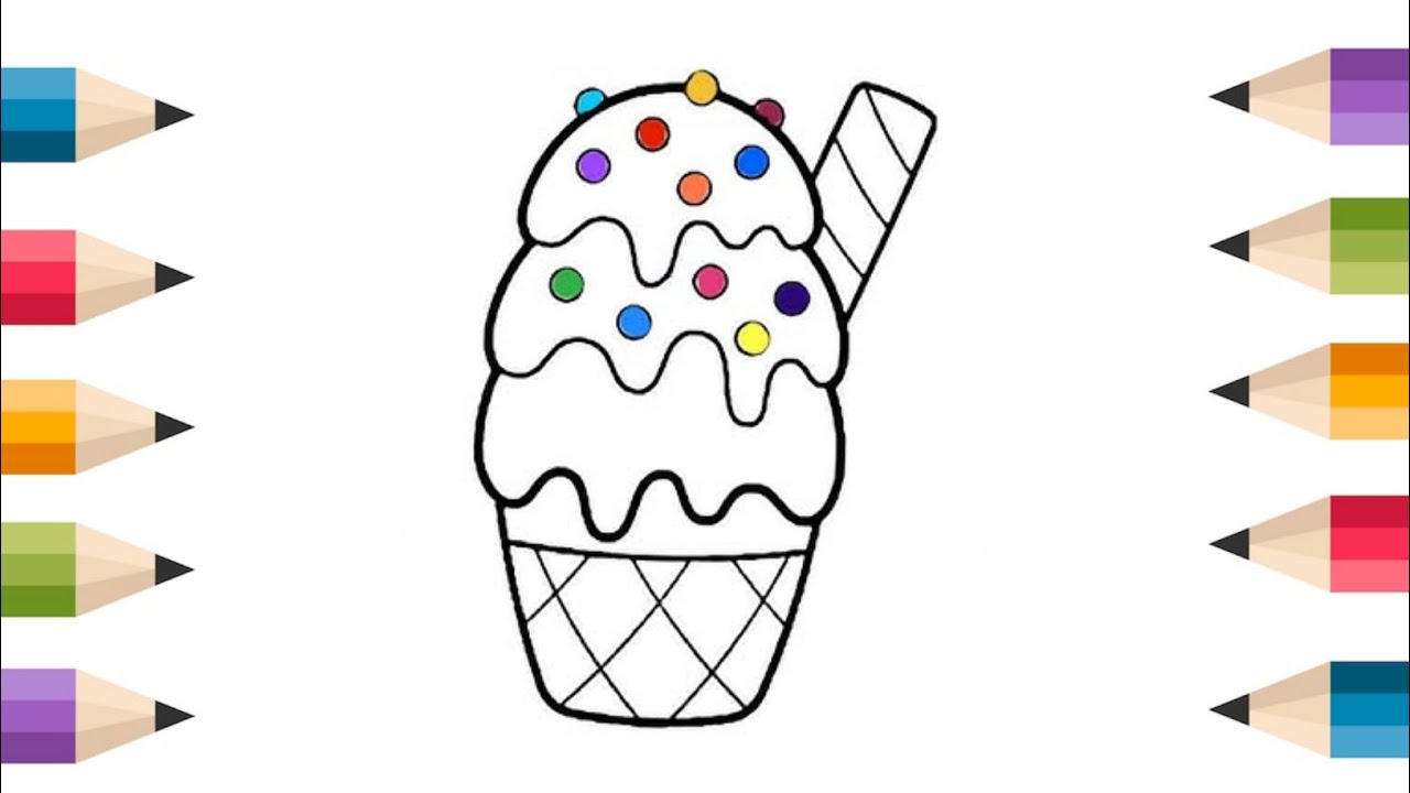 How To Draw cute Ice-cream Drawing, Painting & Coloring For Kids and Toddlers_ Child Art ☺️😆☺️