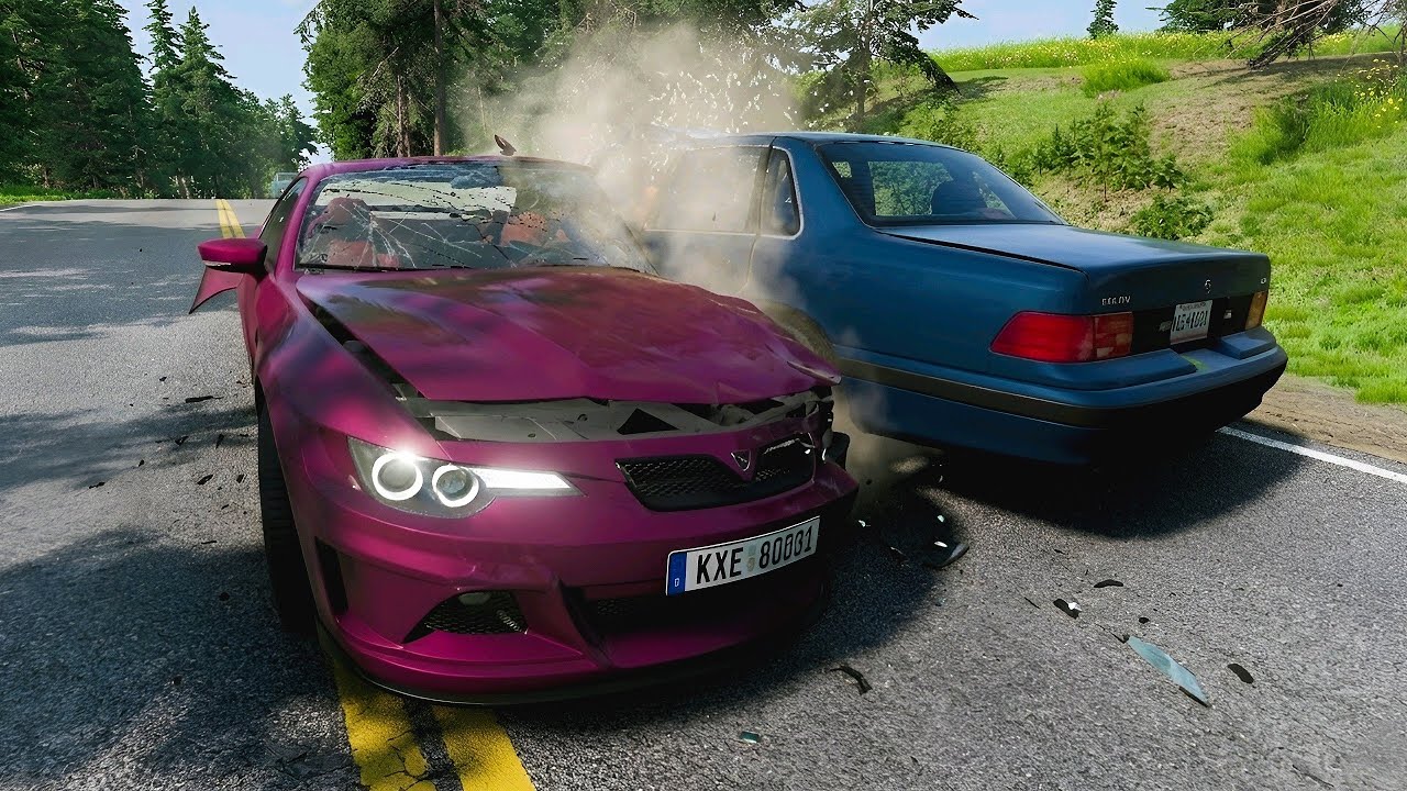BeamNG Drive - Dangerous Overtaking Crashes #5
