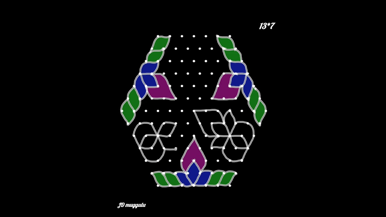 13*7 dots rangoli #rangoli #muggulu #rangolidesigns #easyrangoli #beginners 