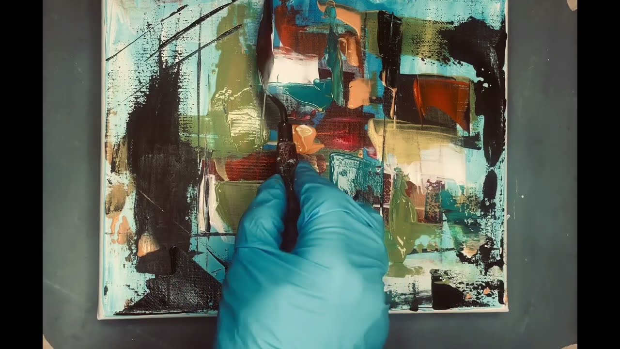 Abstract Acrylic Drip + Knife Texture- Easy Hybrid Method/ For Beginners 