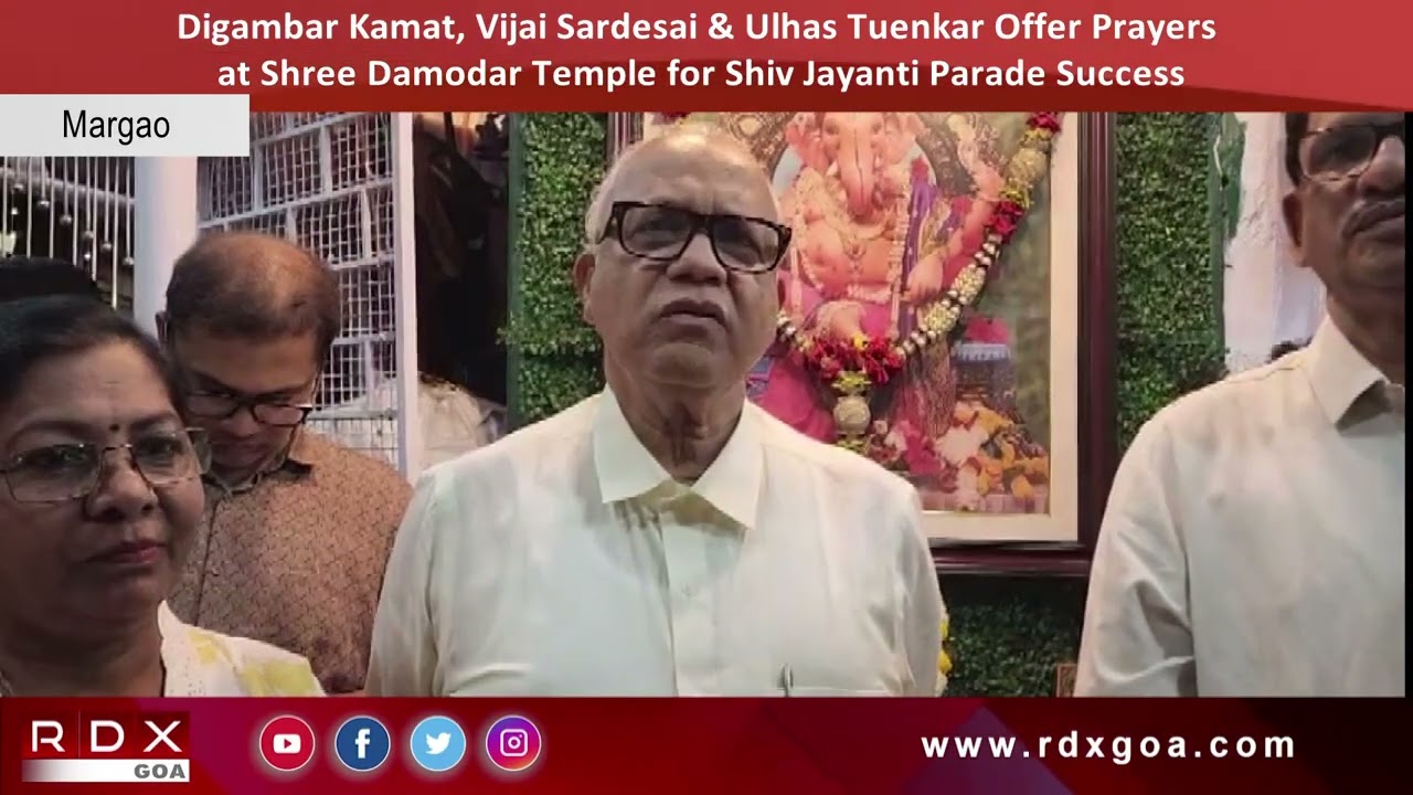 Digambar, Vijai & Tuenkar Offer Prayers at Shree Damodar Temple for Shiv Jayanti Parade Success