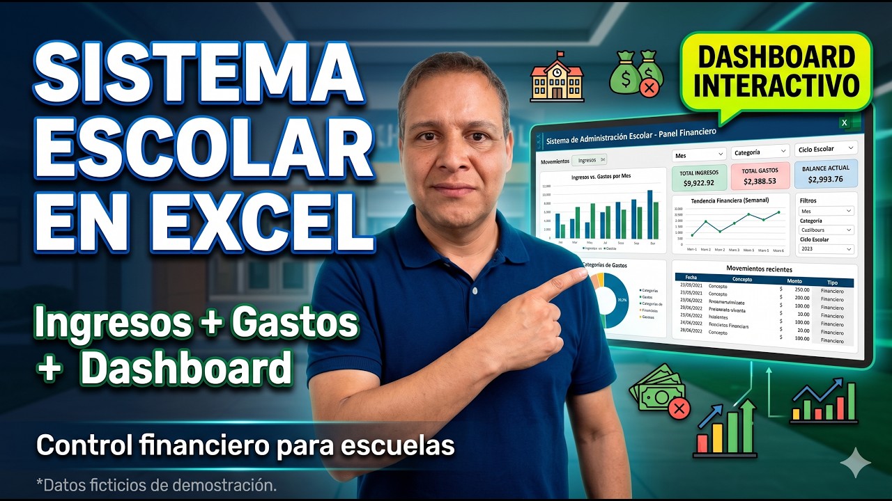 📚 Sistema Escolar en Excel | Control de Ingresos y Gastos + Dashboard