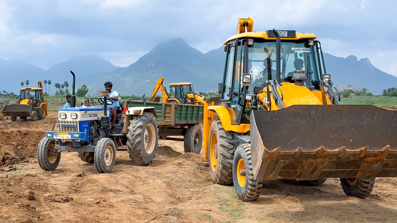 Many JCB 3DX and Tractor Loading Mud in Village Pond fun Moments | Jcb video | Tractor